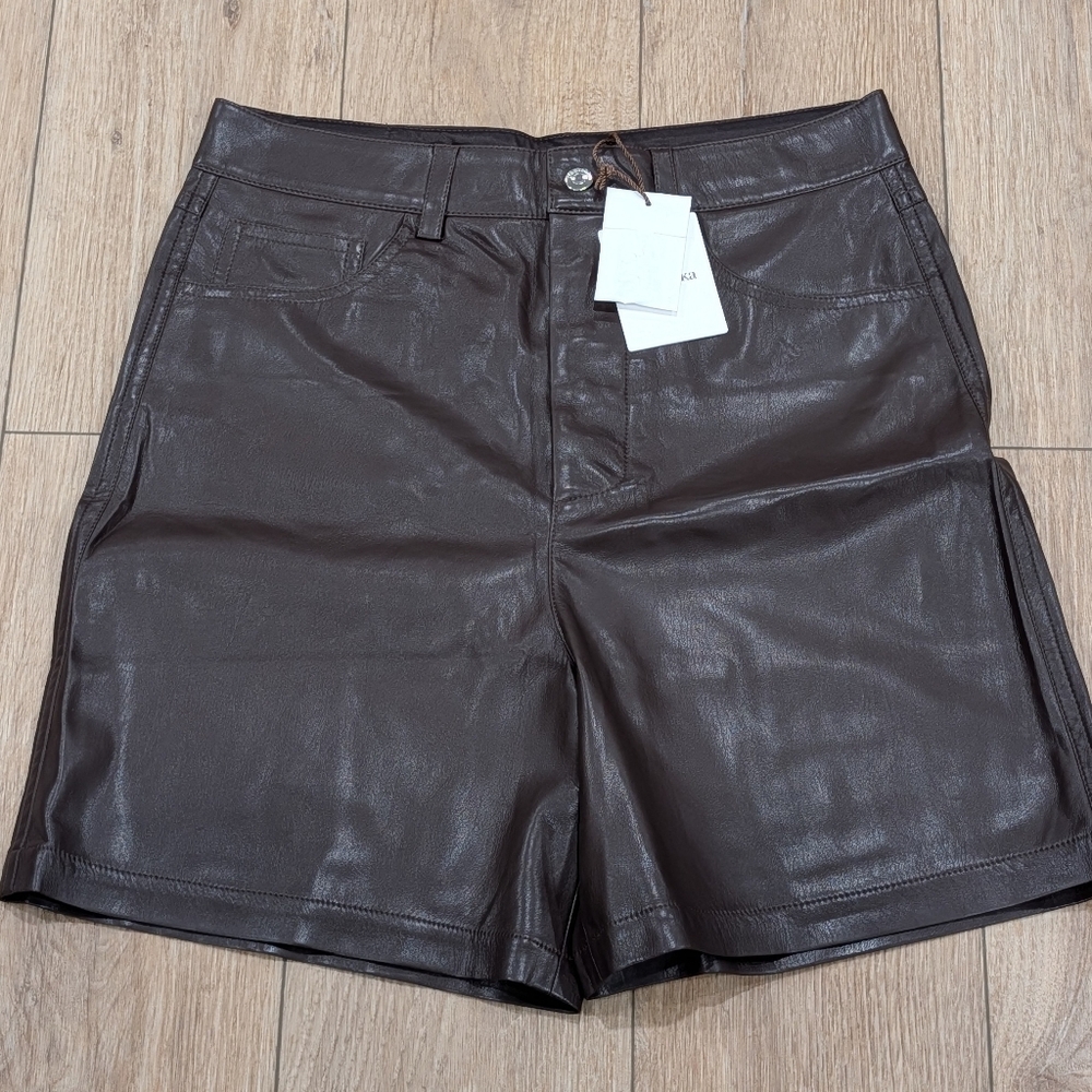 $495 Mens NANUSKA "Novan" Leather Shorts Coffee Brown Medium